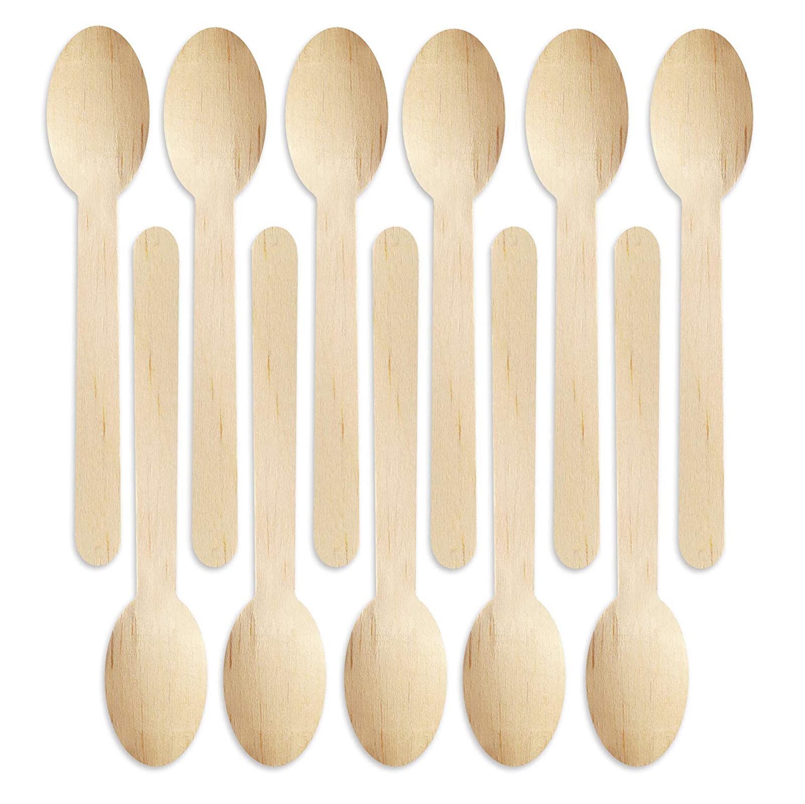 100 Stuks Wegwerp Houten Lepel Keukengerei Koffie Honing Thee Lepel Drinkbaar Scoop Set Keukengerei Voor Party Bbq Picknick Benodigdheden: Default Title