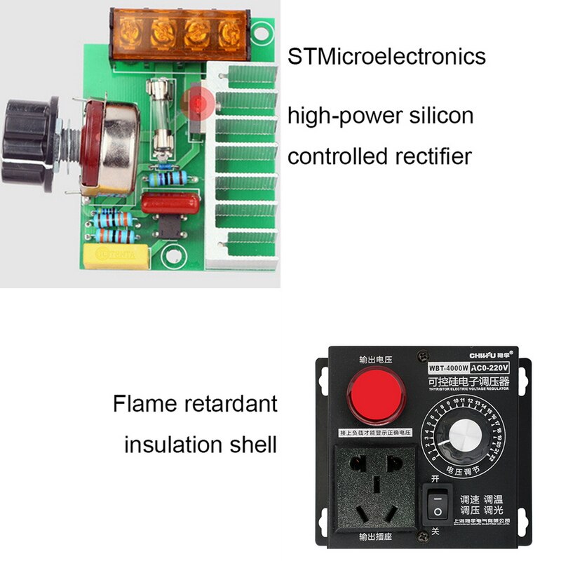 Ac 220v 4000w scr elektronisk spenningsregulator temperatur motor viftehastighetskontroll dimmer elektrisk verktøy justerbar