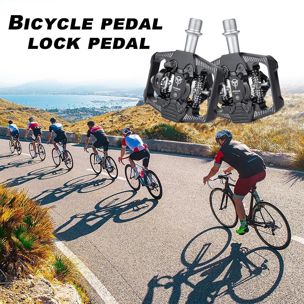 Gemage-Pedal de bloqueo de bicicleta 2 en 1, accesorio de bloqueo de rodamiento sellado antideslizante, para sistema SPD, MTB y carretera