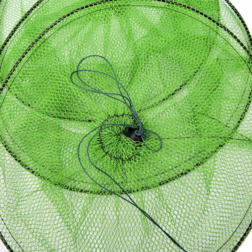 30/45cm Nylon cangrejo Crawdad Camarón Minnow cebo Trap Cast Fish Net pesca tren de aterrizaje plegable marco de Metal malla