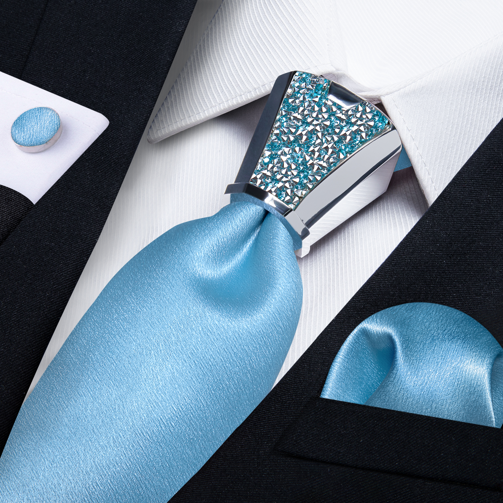 Cravates en soie en Satin solide pour hommes, noir, vert Royal, jaune, 8cm, avec boucle en plastique de luxe, accessoire pour mariage: GINGER