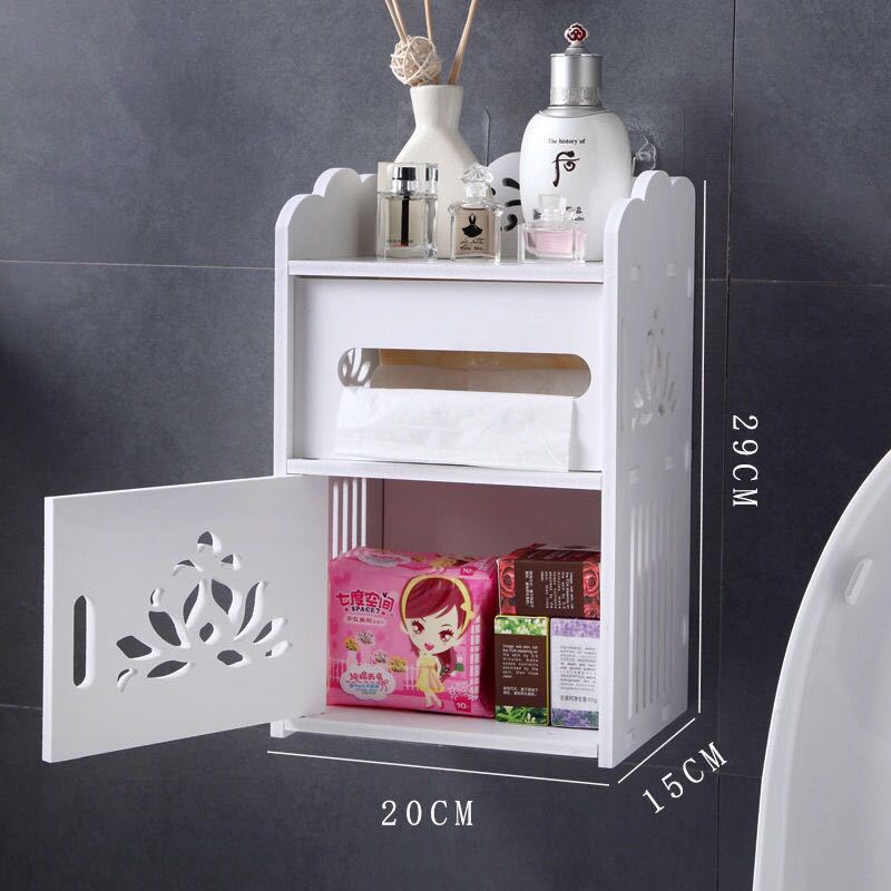 GUNOT Portable Toilet Paper Holder Multifunction Bathroom Storage Box Wall-mounted Hygienic Paper Dispenser Bathroom Accessories: Double layer B