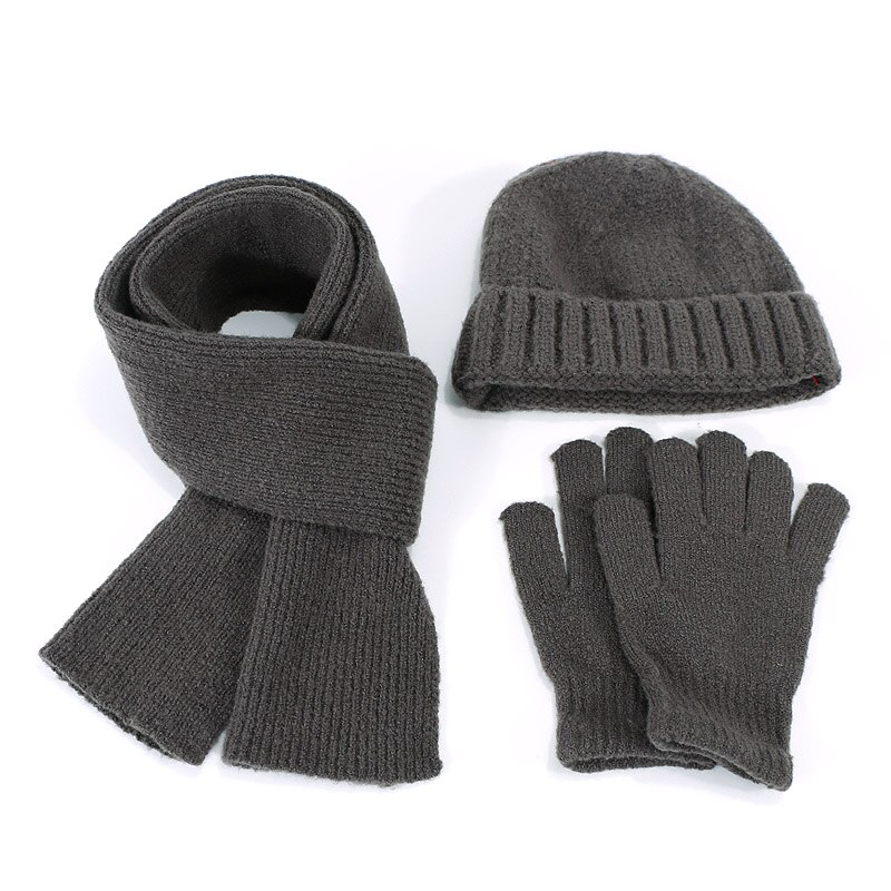 Sjaal Beanie Hoed Handschoenen Set Drie Stuk Winter Outdooor Warme Sjaal Muts Set Mannen Unisex Mode Gebreide mutsen Set: B
