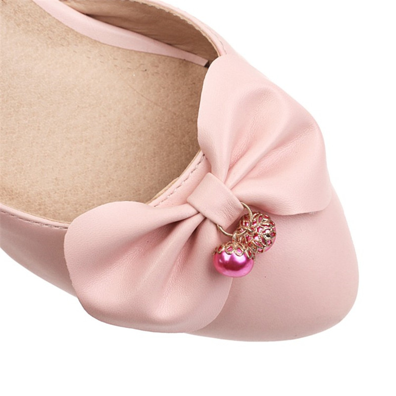 PXELENA Lolita cristal filles Mary Janes chaussures papillon-noeud étudiant fête danse sandales femmes talons bas blanc rose été