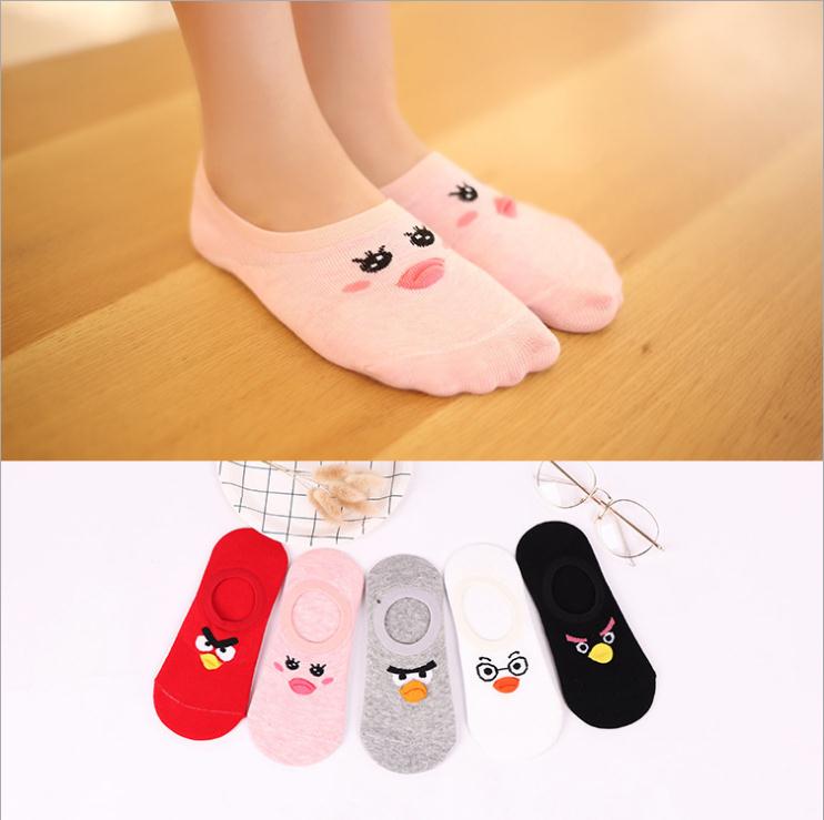 5 par/lot korea sommar tecknat djur kvinnor strumpor kanin katt räv båt strumpor bomull söt kawaii osynliga ankel strumpor: Smt -93-13