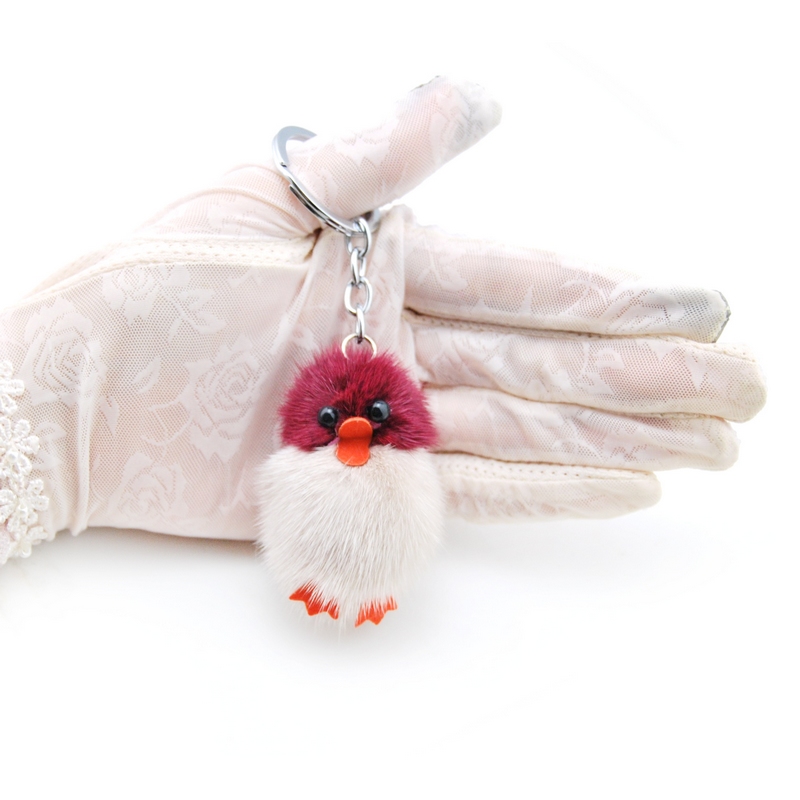 Llavero Original con pompón de pelo de visón para mujer, llavero con pompón de pelo de conejo esponjoso, llavero con pompón de juguete, bolsa con abalorio
