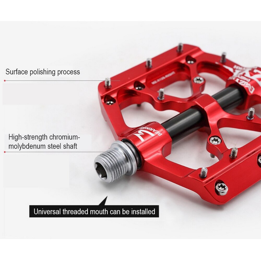 MTB Road Bike 3 Bearings Mountain Bike Pedals Platform Bicycle Flat Alloy Pedals 9/16" Pedals Cycling Non-Slip Alloy Flat Pedals