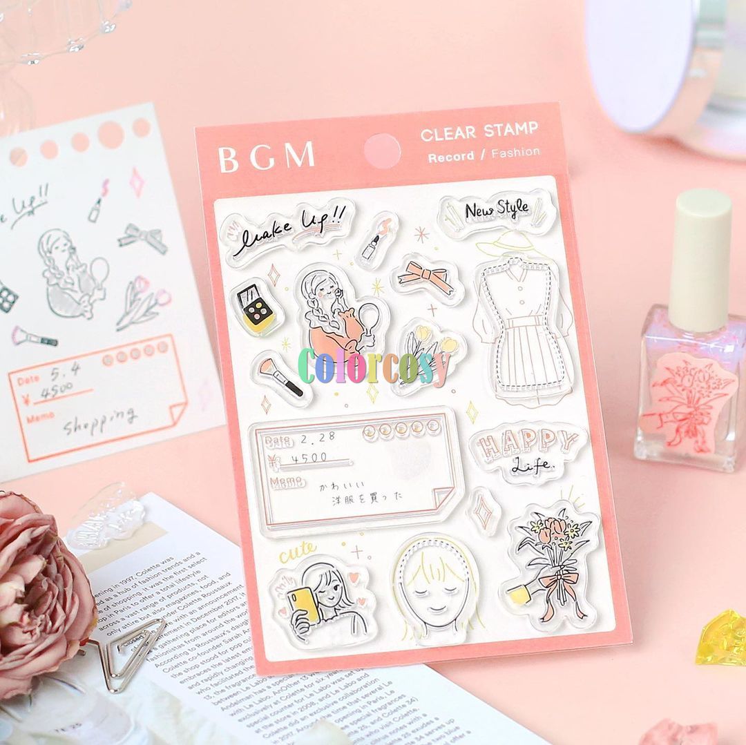 Japan BGM Clear Stamp Album Book, Acrylic Stamping Clear Block, Transparent Clear Stamps Seal,for Scrapbooking Craft Card Making