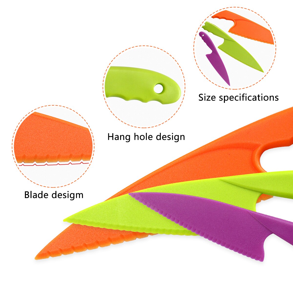 3pcs Plastic Sawtooth Cake Bread Knife Child Kitchen Safety Knife Lettuce Salad Knife Kid Toast Slice Knife Kitchen Utensil