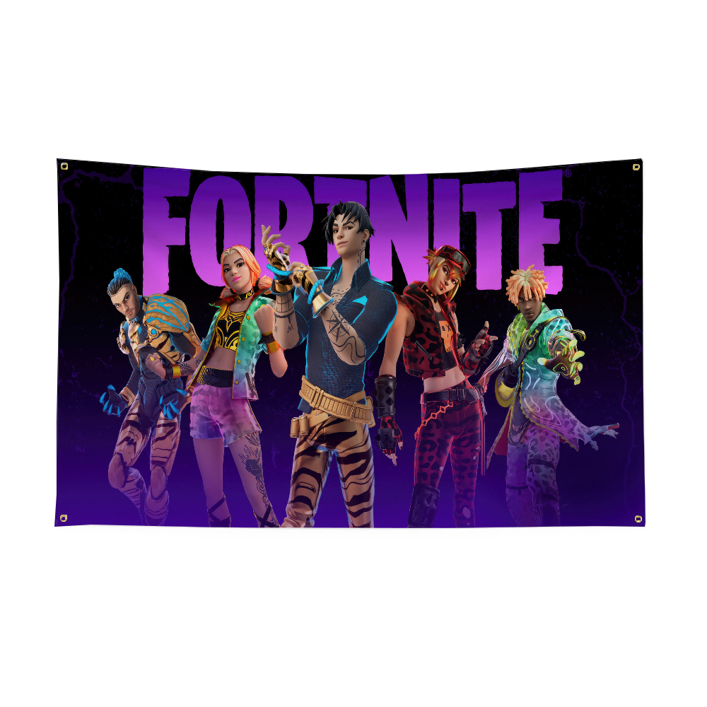 Bandera divertida F-Fortnite, banderas y pancartas decorativas para garaje, decoraciones para exteriores, decoración para habitación, taller estético, decoración de pared para coche: 60 x 90 cm / Azul