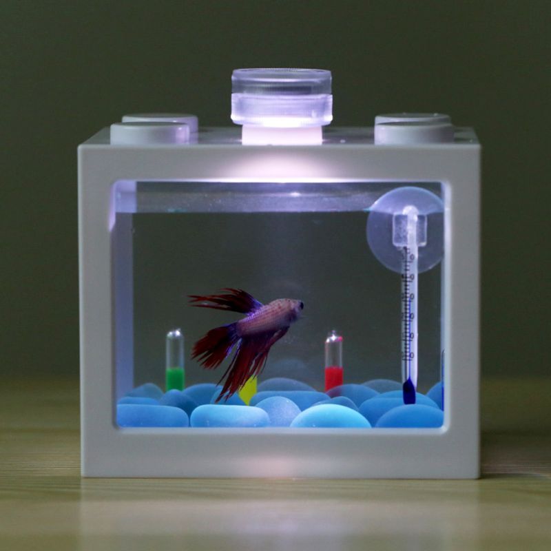 Mini Aquarium d'aquarium d'usb avec la décoration de bureau de bureau à la maison légère de lampe à LED