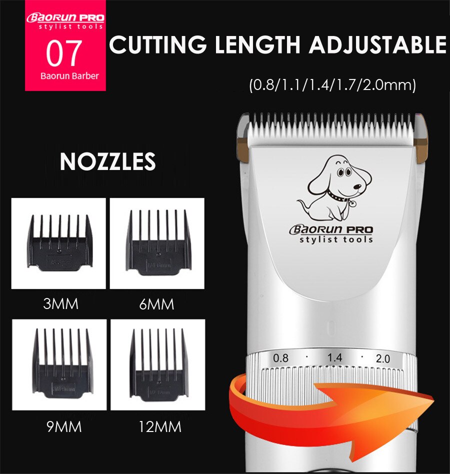 BaoRun P9 Pet Clipper Dog Hair Trimmer Grooming Pets Animal Cat Shaver Electric Scissors Mower Haircut Machine
