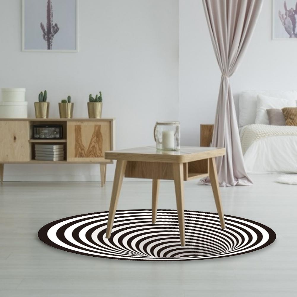 Black And White Spiral Carpet Round Rug Impression Print Bottomless Hole Decor Rugs For Bedrooms Living Room Bedroom
