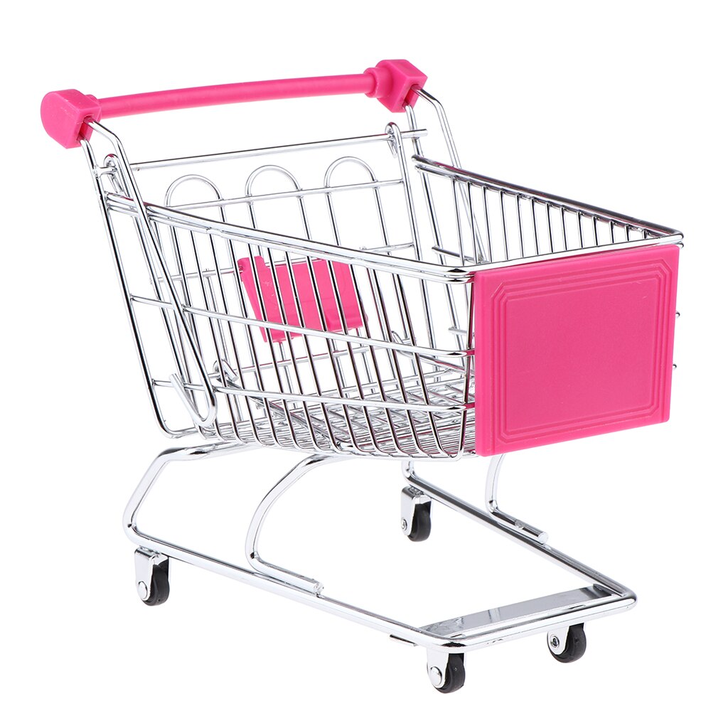 Miniature supermarked håndkærre, lille indkøbskurv trolley, indkøbshjælp vogn opbevaring legetøj til børn