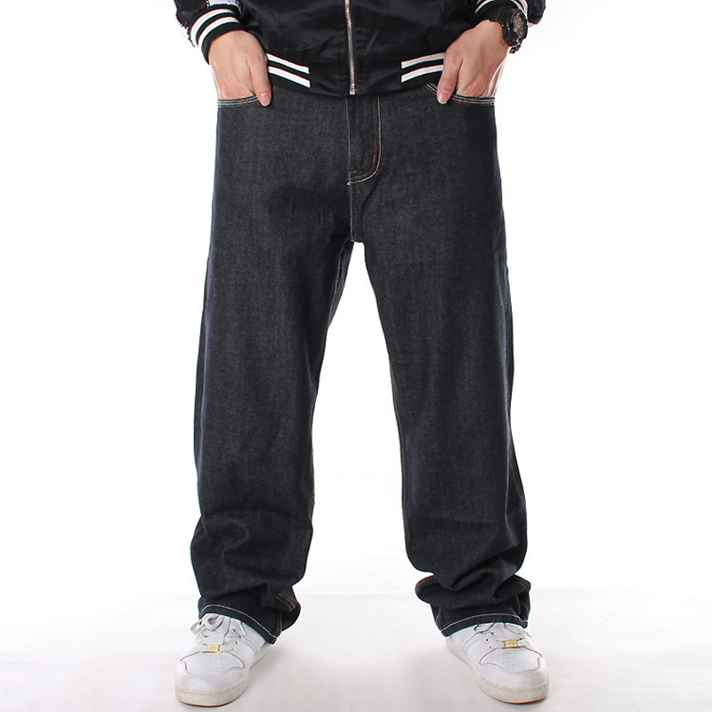Men's Black Baggy Jeans Hip Hop Skateboard Pants loose Style True HipHop Rap Jeans Boy