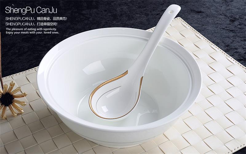 Cucharón de sopa de china de hueso, cuchara grande, cucharas redondas para servir, estilo coreano, utensilios de cocina, cuchara de sopa de mango largo para servir