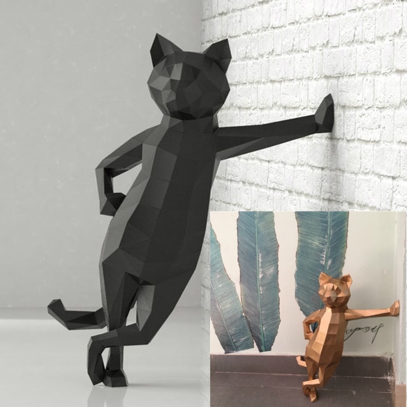 50cm Lovely Cat Paper 3D DIY Manual Home Decorations Wall Decor Hand Made Cute Geometric Paper Action Figures Toys