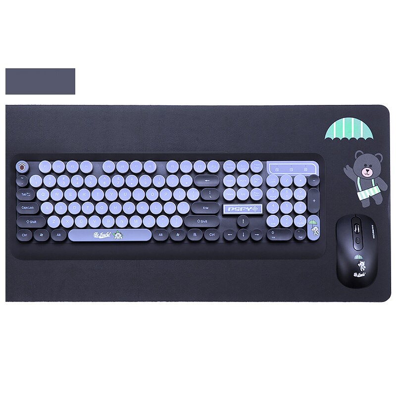 Trådløst tastatur og mus sæt bluetooth retro punk skrivemaskine 104 nøgler til office pc desktop notebook mac windows  #k68: Sort