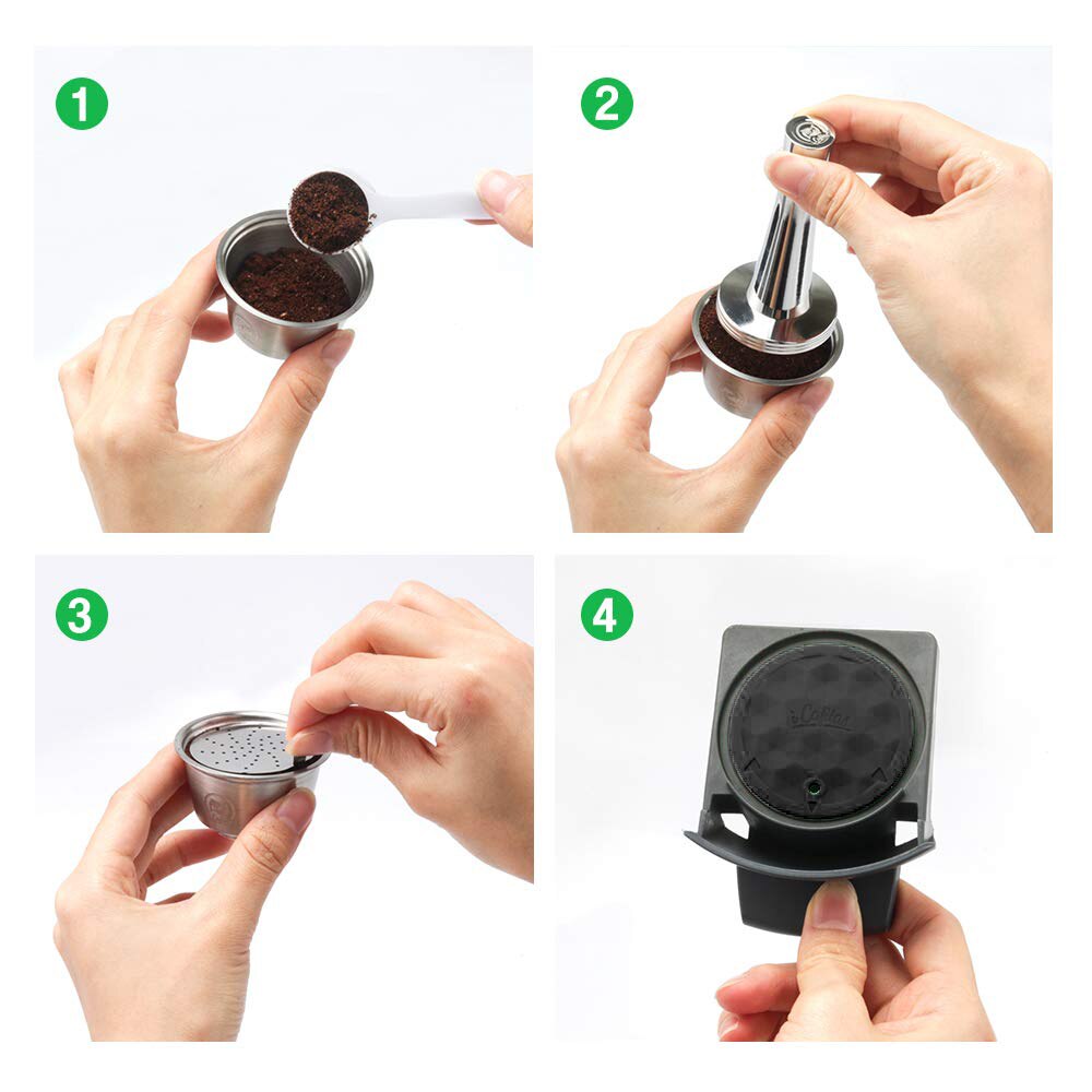 Reusable Coffee Capsule Cup Comaptible For Nescafe Dolce Gusto Lumio Refillable Filter Stainless Steel Body Original Lid