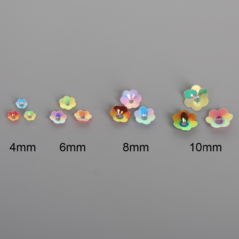 20g/- pack met 4/6/8/10mm bloemenpailletten voor knutselen, handwerken en naaien, decoratie, pvc-pailletten, fittingen, doe-het-zelfkledingaccessoires
