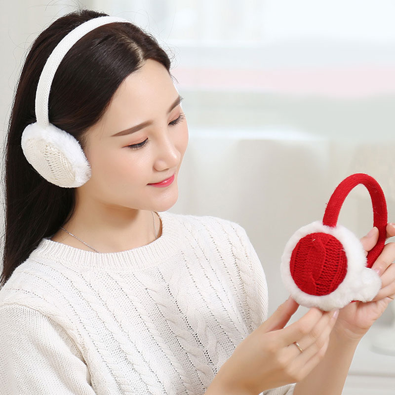 Las mujeres Otoño Invierno felpa de punto orejeras oído calentador de la mano del oído tapa Unisex cómodas orejeras cubierta