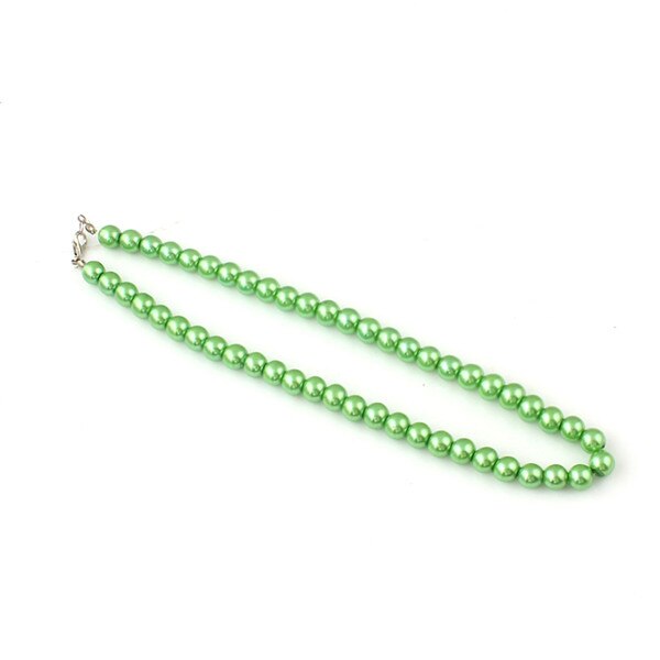 Delicate jewellery Clavicle Chain 8mm simulated Pearl Beads necklace Womens necklace Party: Green