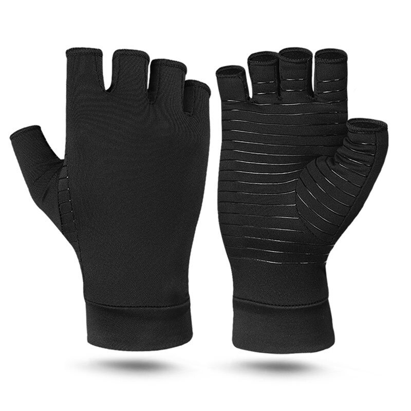 Compression Gloves,Copper Fiber Fingerless Gloves With Extra Grip - Warming Gloves For Hand, Finger,Bike Gloves: S