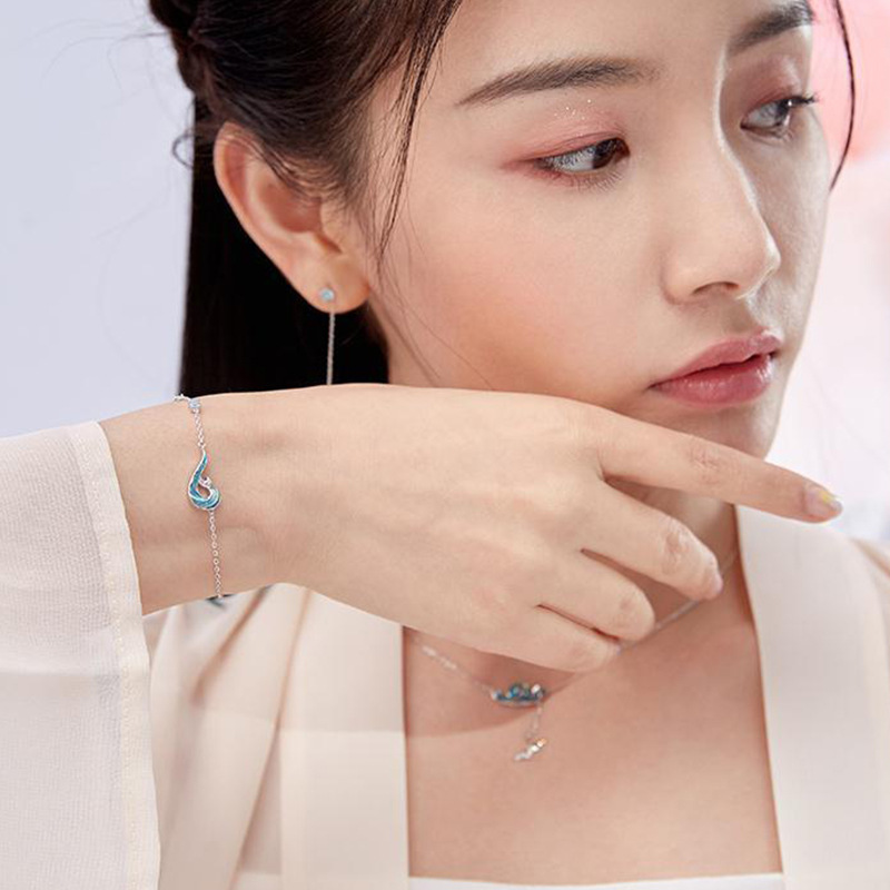 2022 hurtownia estetyczna elegancka biżuteria niebieski kroplówka Glazura emalia fala rozpylać kobiet Resizable bransoletki dla kobiet dziewczyna prezent