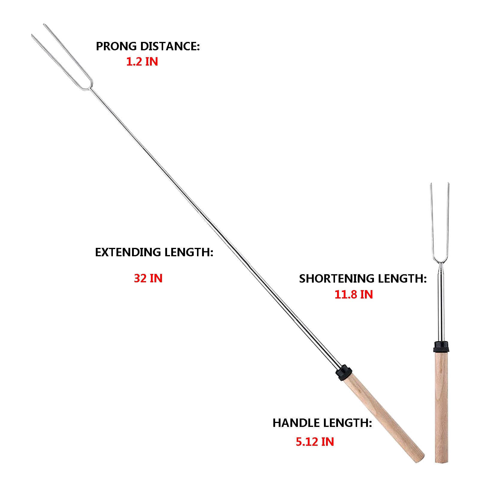 @ Rvs Bbq 2-Prong Vork Vlees Grillen Vork Barbecue Accessoires Met Houten Handvat Barbecue Vork Met Houten