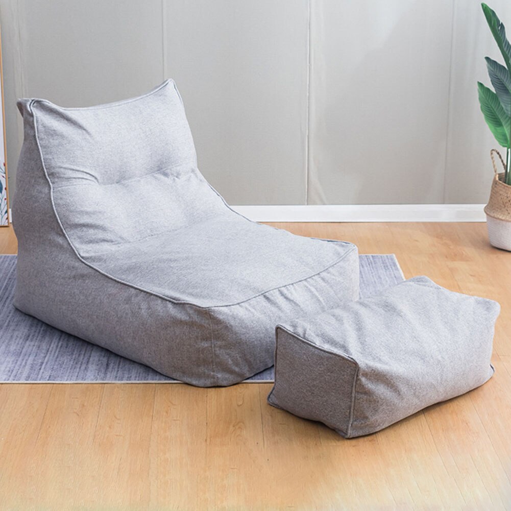 Bean Bag Bedroom Soft Home Protective Pouf Living Room All Seasons Pedal Slipcover Solid Lazy Sofa Cover Lounger Seat Washable: Gentleman Gray 2