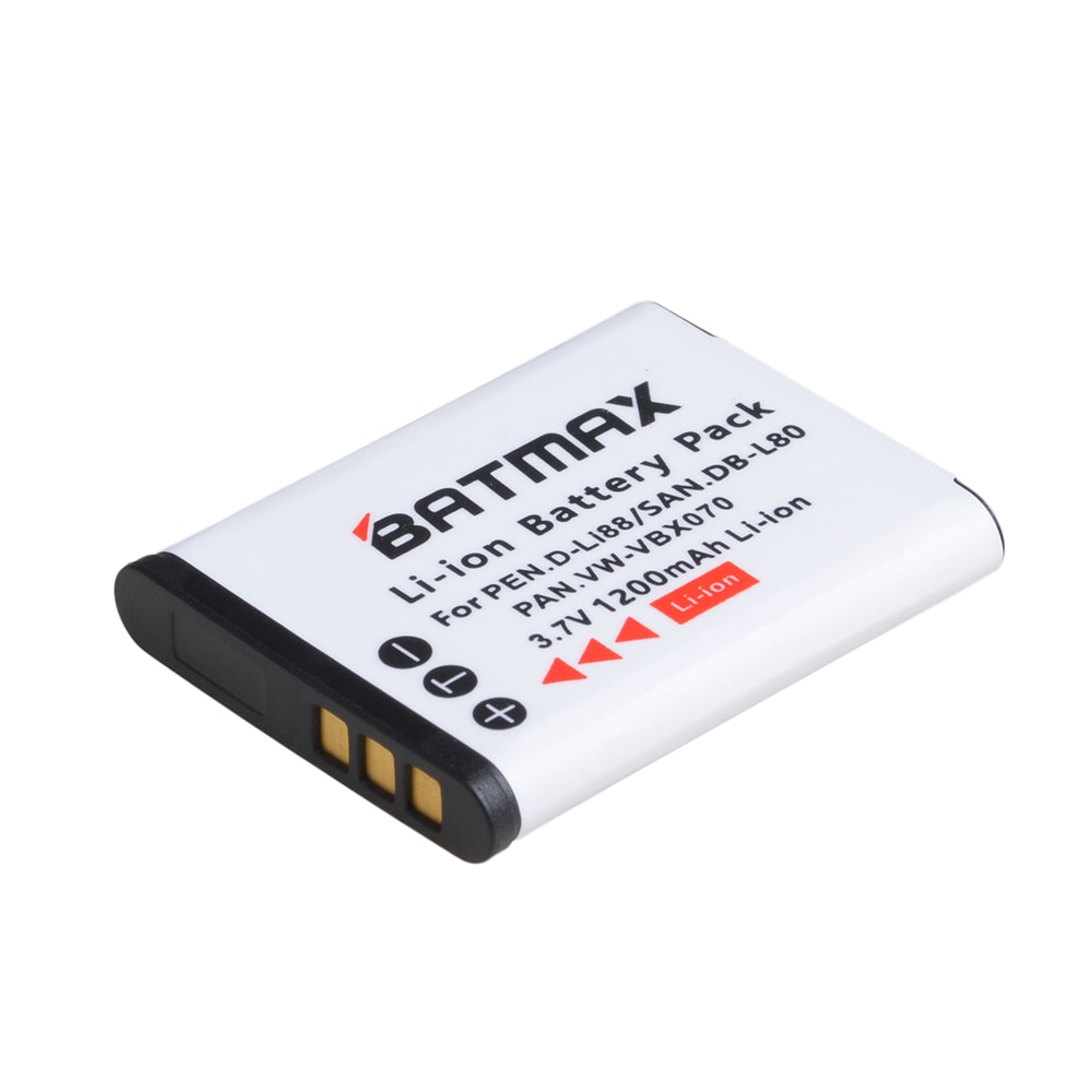 1Pc 1200mAh D-Li88 DLI88 DB-L80 VW-VBX070 Li-ion Battery for Pentax Optio H90 P70 P80 W90 WS80 Cameras Sanyo Xacti DMX-CG11 VP