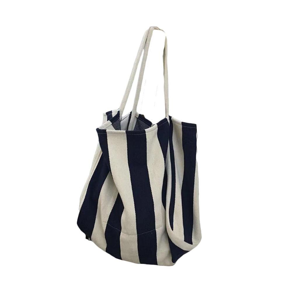lässig gestreiften große kapazität totes frauen handtaschen leinwand damen schulter umhängetasche weiblichen groß einkaufen geldbörsen 2002