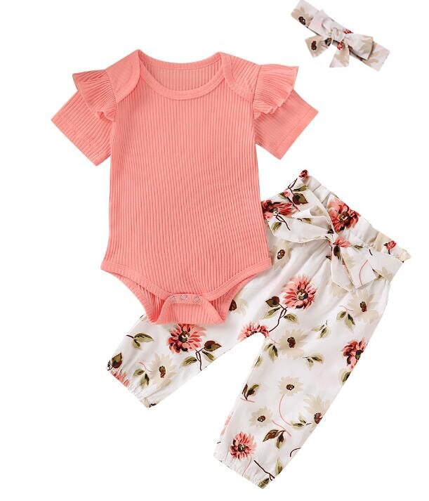 Tenue 3 Pièces Printemps/Été Pour Bébé Fille - Taille 3-6 Mois - Blanc/Multicolore
