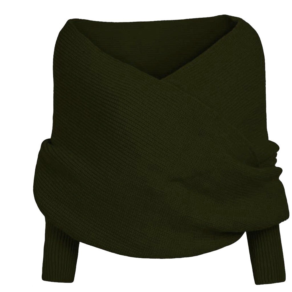 Pañuelo largo de mujer de invierno con mangas bufanda sólida manga de punto de ganchillo largo suave invierno chal grueso cálido Casual chales: Verde