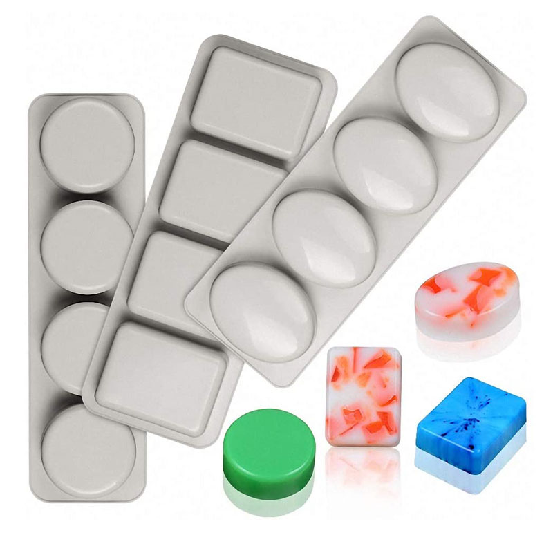 4 hohlraum Seife Formen Silikon bilden für Handgemachte Seife Lotion Bar Rechteck Oval Mehrweg Runde Silikon Seife, Der Formen