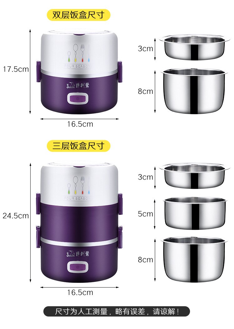 Elektrische lunchbox, mini rijstkoker, elektrische pot, voedselverwarmer, kleine draagbare multicooker, eierkoker, roestvrijstalen soep-stomer