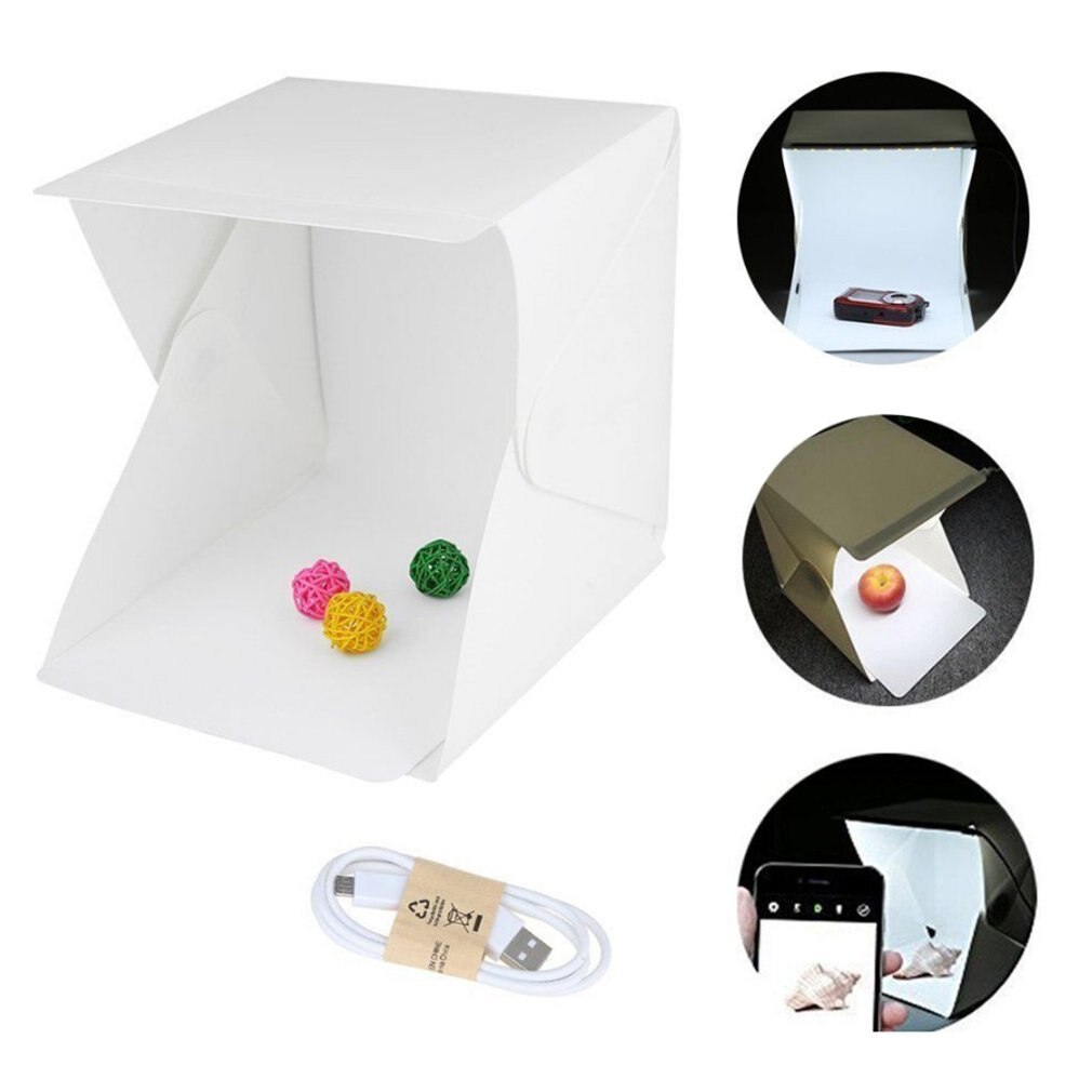 Profissão mini dobrável lightbox fotografia photo studio portátil led luz caixa macia foto fundo kit para dslr câmera