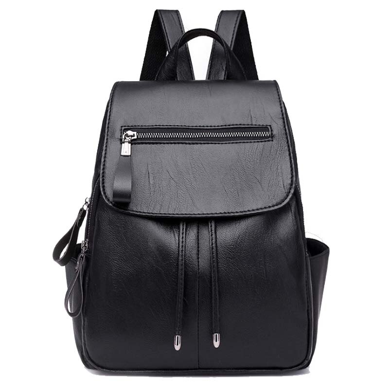 Chuwanglin Simple femmes sac à dos en cuir décontracté féminin école sacs à dos sauvage sac de voyage quotidien fille sac A6887: Black