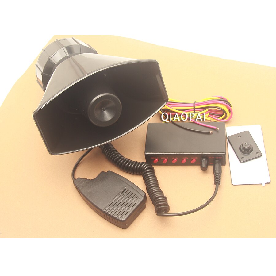 12V Car Horn Siren Police Sound 5 Mutil Tone Alarm Electric Horn 100W PA Speaker System Megaphone Loud for VW Train Boat Ship
