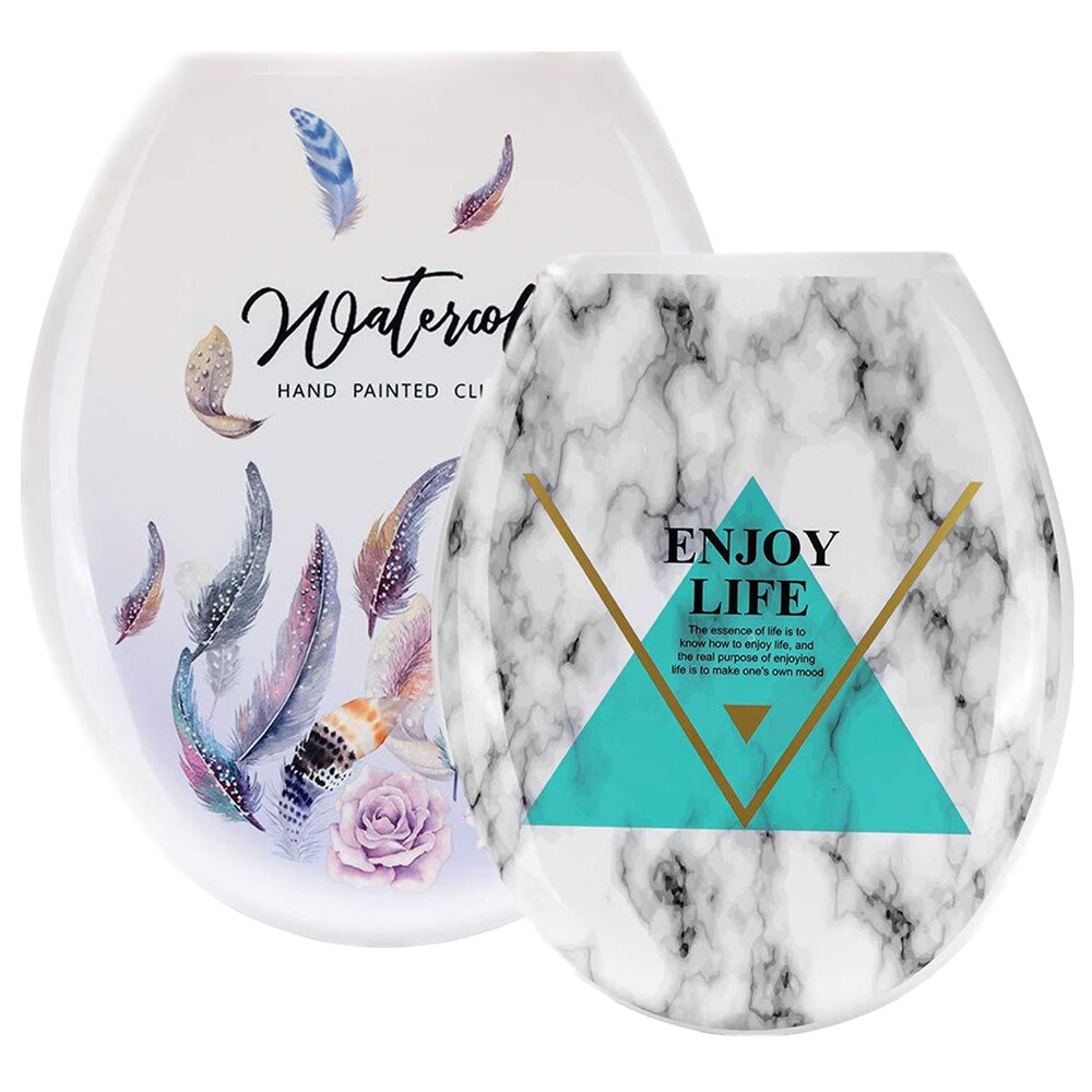 Marmor rose fjær toalett dekke åpen front plast bidet toalett sete dekorasjon tilbehør til bad wc setetrekk