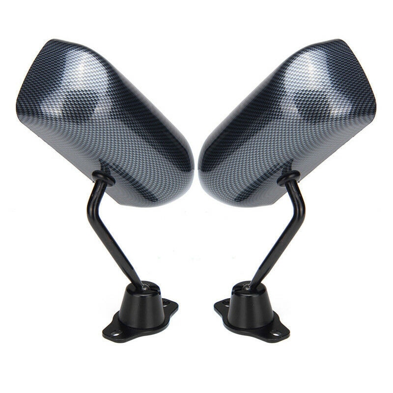 Espejo retrovisor Universal para coche, 1 par, de fibra de carbono, espejo retrovisor azul, cristal lateral de carreras de carbono, soporte metálico de ángulo amplio