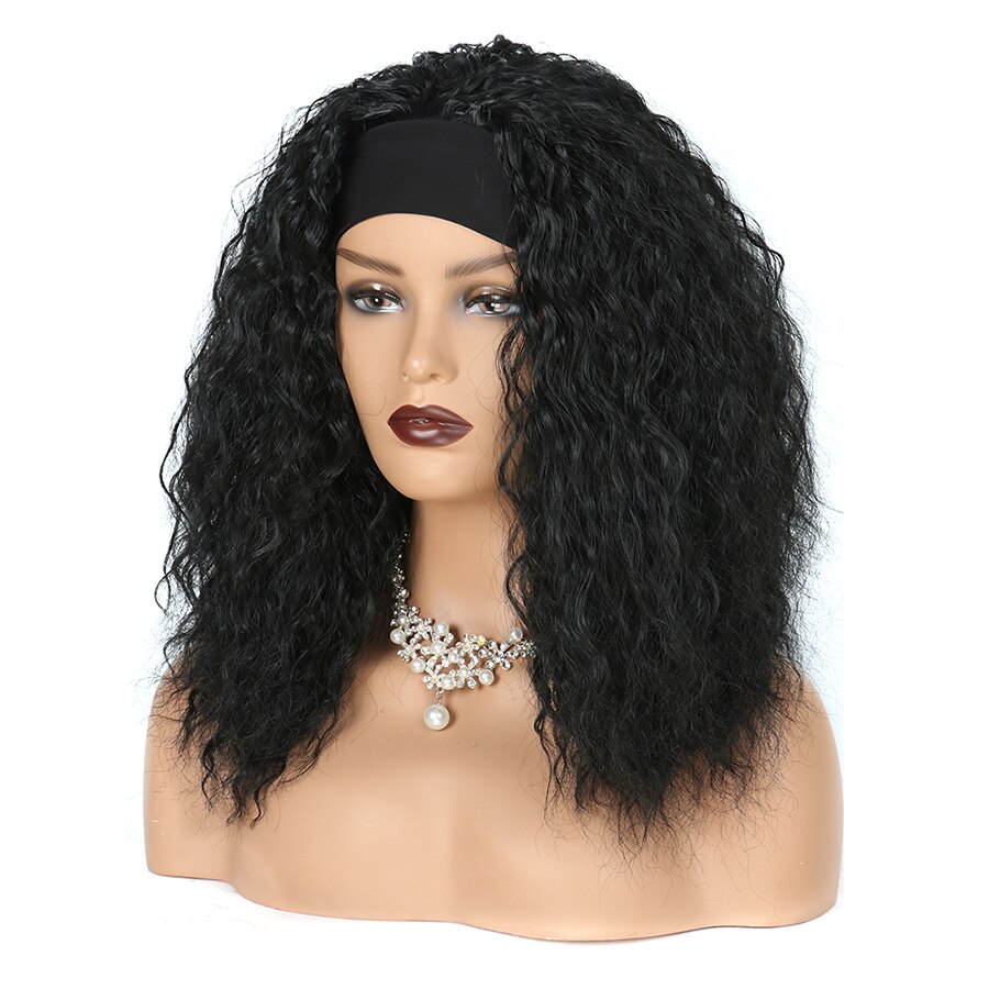 Amir Synthetic Half Wigs for Black Women Afro Kinky Curly Headband Wig Puffy Thick Scarf Wig Heat Resistant Black Brown