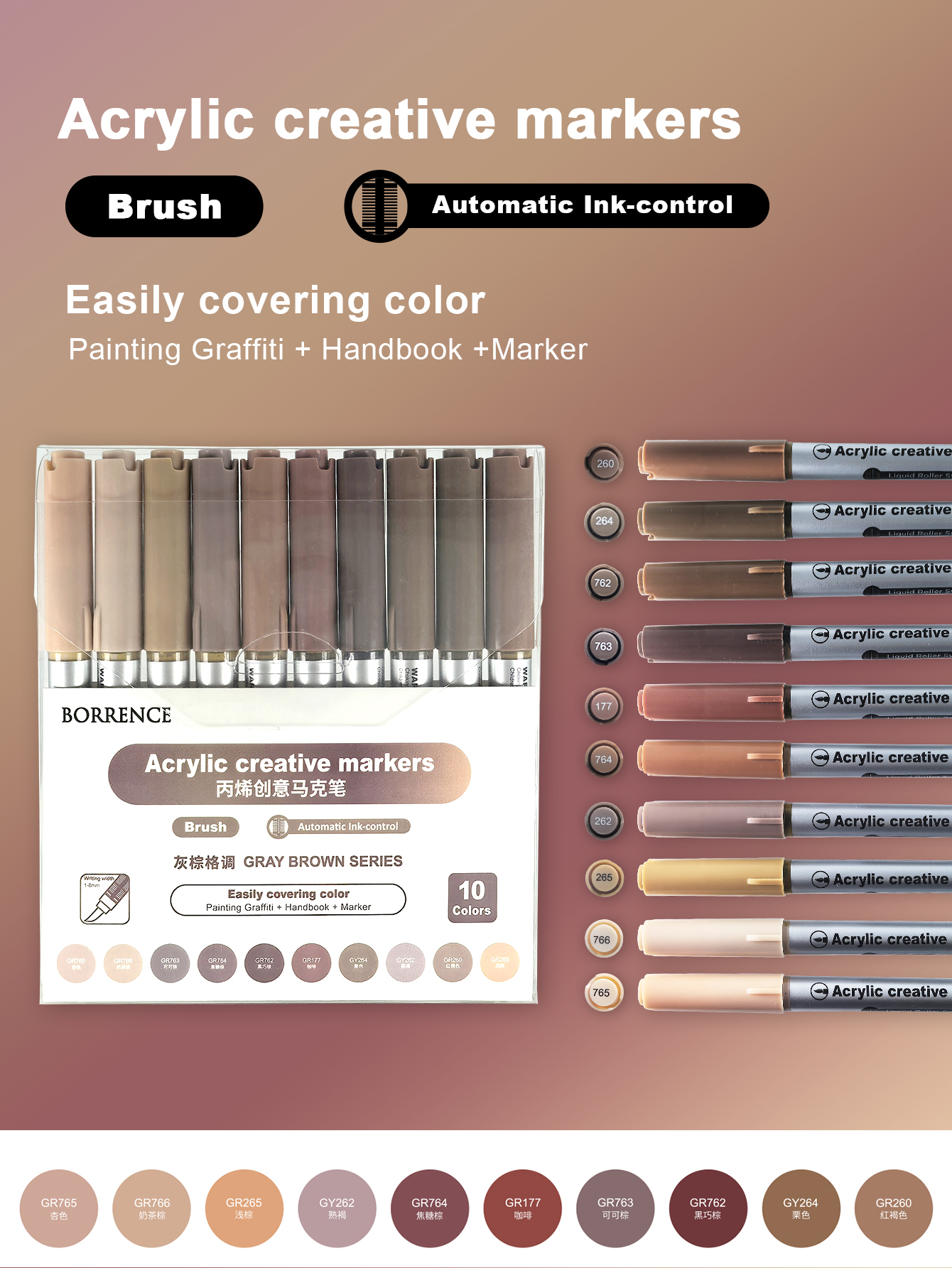 120/10 Color Acrylic Brush Markers Set Automatic Ink Control Soft Brush Paint Art Markers For Manga Graffiti Art School Supplies: Navy Blue