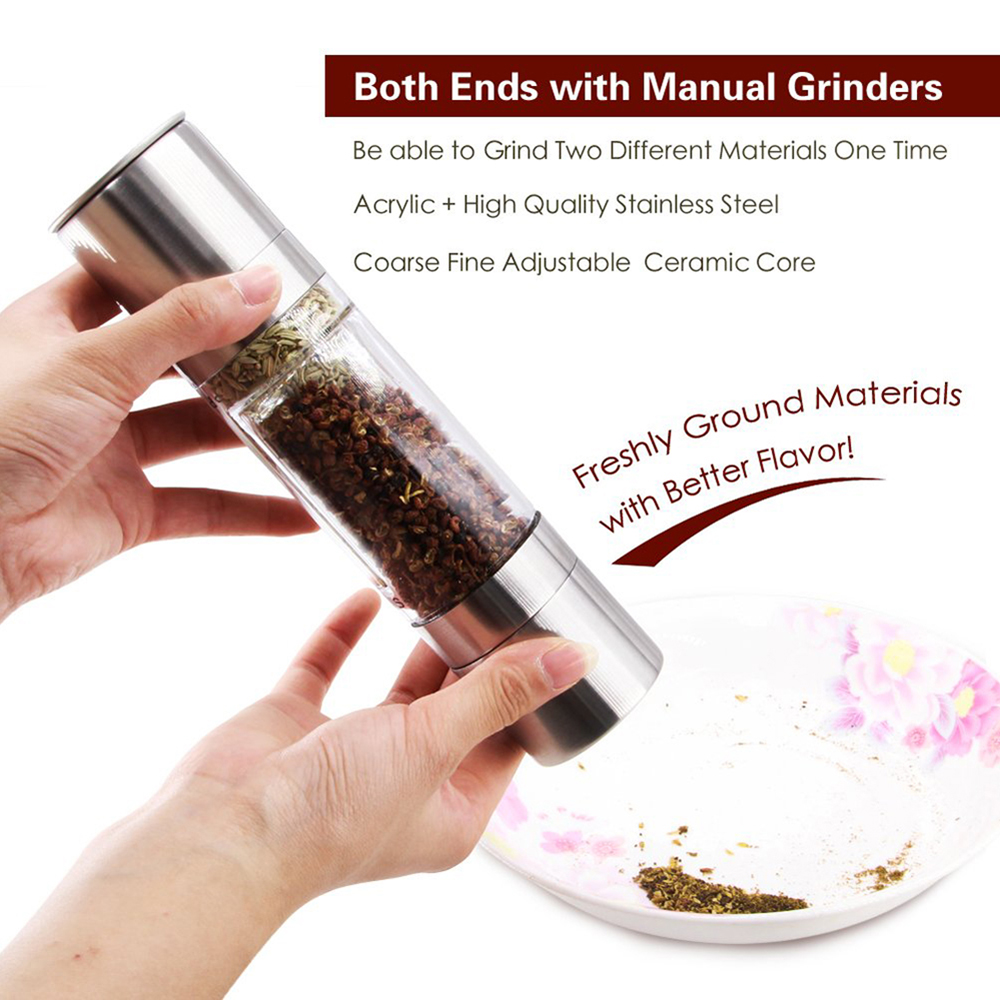 pepper grinder Manual Stainless Steel Thumb Push Salt Pepper Spice Sauce Grinder Mill Herb Spice Grinder Kitchen Accessories