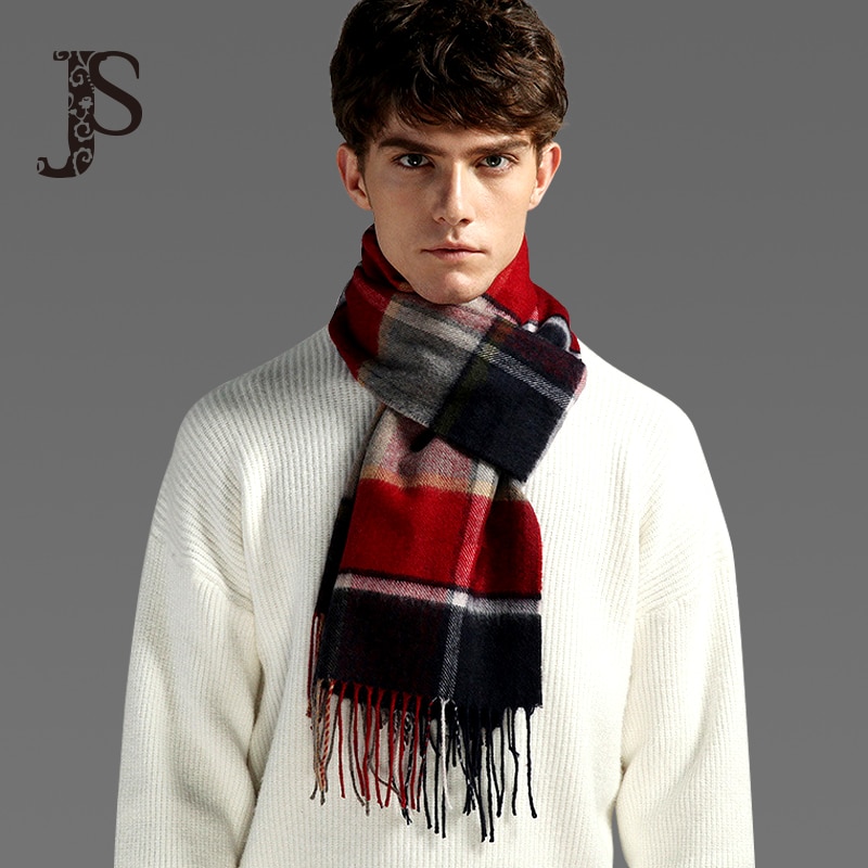 JS100 % pure wol klassieke Plaid verdikte warme sjaal jongetje winter casual mode Plaid hals en plaid lange stijl