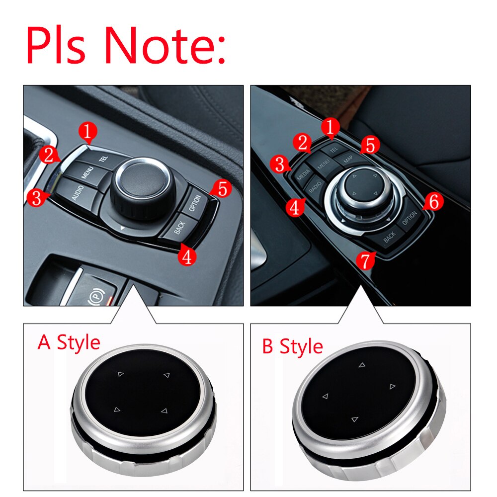 Aluminum Multimedia Control Knob Button Cover Cap For BMW 1 2 4 3 5 Series X1 X3 X5 X6 GT iDrive F30 E90 E92 E60 E61 Car Styling