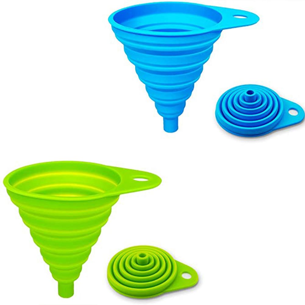 Silicone Folding Funnel Retractable Household Liquid Sub-mini Funnel White Grey Funnel Kitchen Gadget