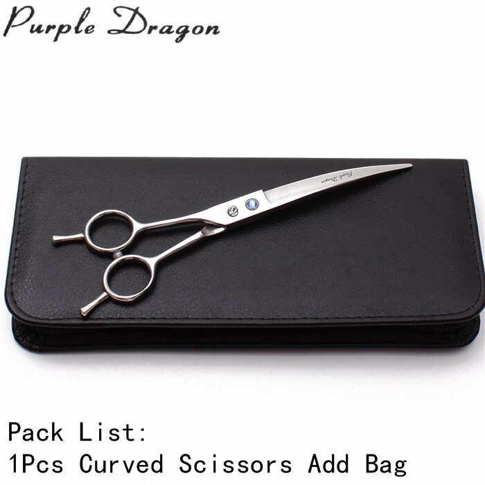 Tesoura de desbaste para cães, de mão esquerda, 7 polegadas, roxa, dragon 440c, para tosa, reto, tesoura curva, tesoura para animais de estimação, z4006: Z4007 Cai DC 7Y