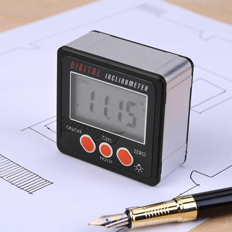 Mini LCD Protractor Digital Inclinometer 4x90 D Digital Level Box Angle Gauge Meter Magnets Base Measuring tool