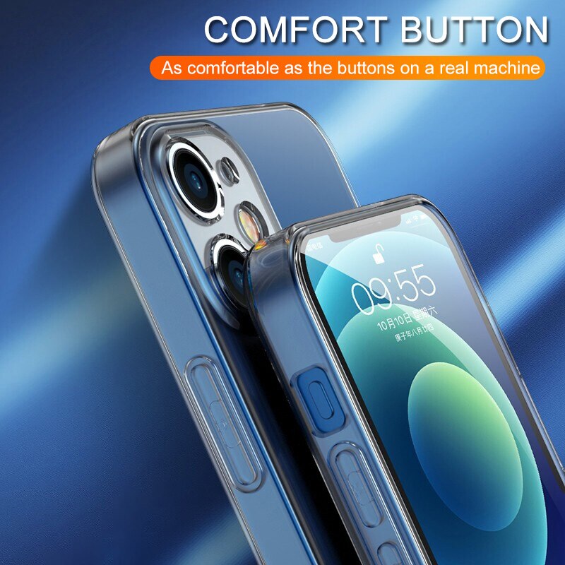 Luxe Schokbestendig Siliconen Telefoon Case Op Voor Iphone 12 11 Pro Max Transparante Case Voor Iphone 11 12 Mini Camera bescherming Cover